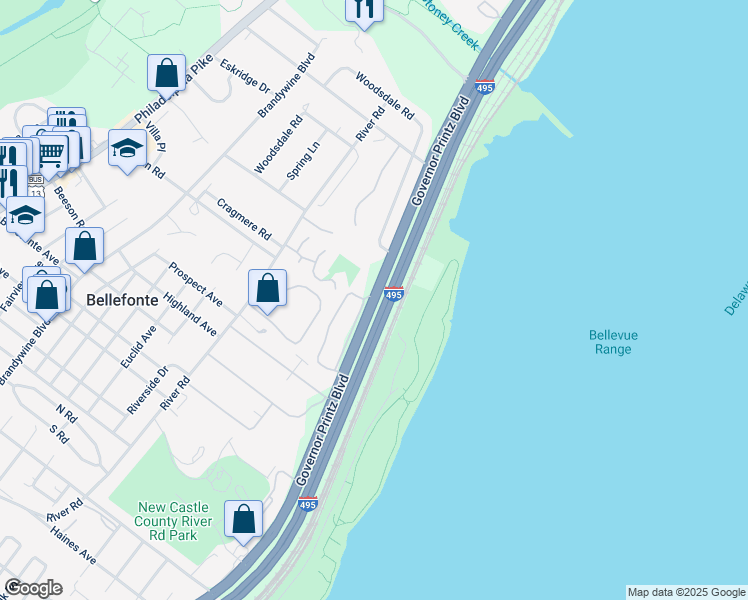 map of restaurants, bars, coffee shops, grocery stores, and more near 733 Governor House Circle in Wilmington