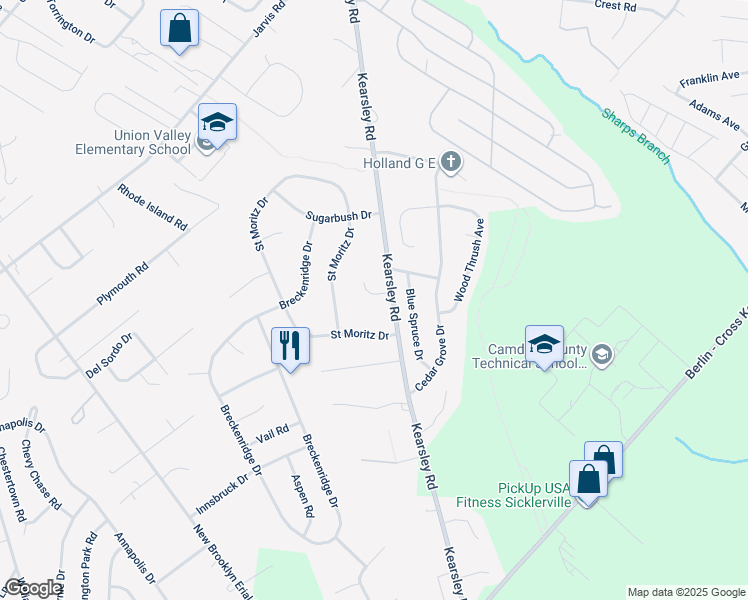 map of restaurants, bars, coffee shops, grocery stores, and more near 6 Persia Court in Sicklerville
