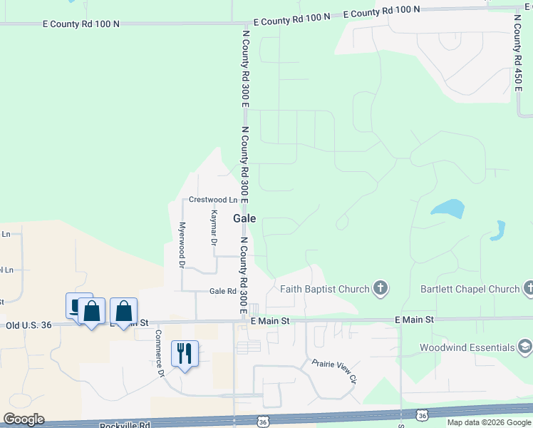 map of restaurants, bars, coffee shops, grocery stores, and more near 356 North Country 300 East in Danville