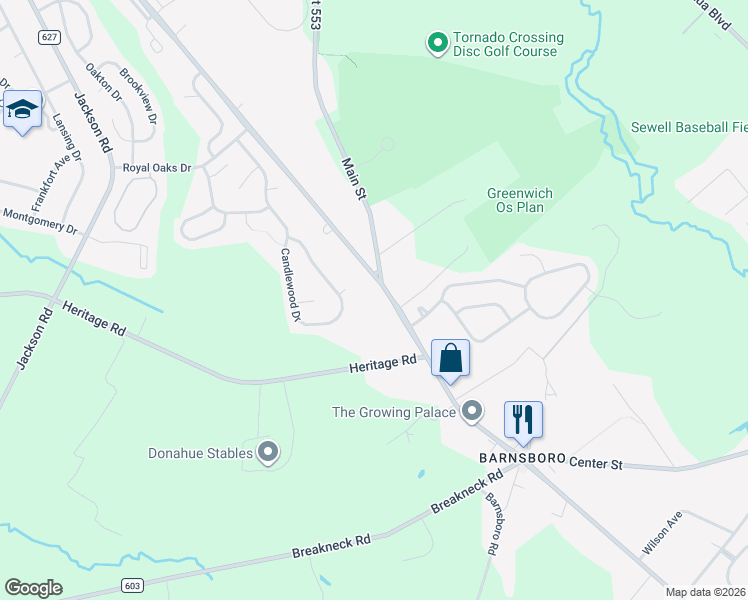 map of restaurants, bars, coffee shops, grocery stores, and more near 600 Main Street in Mantua Township