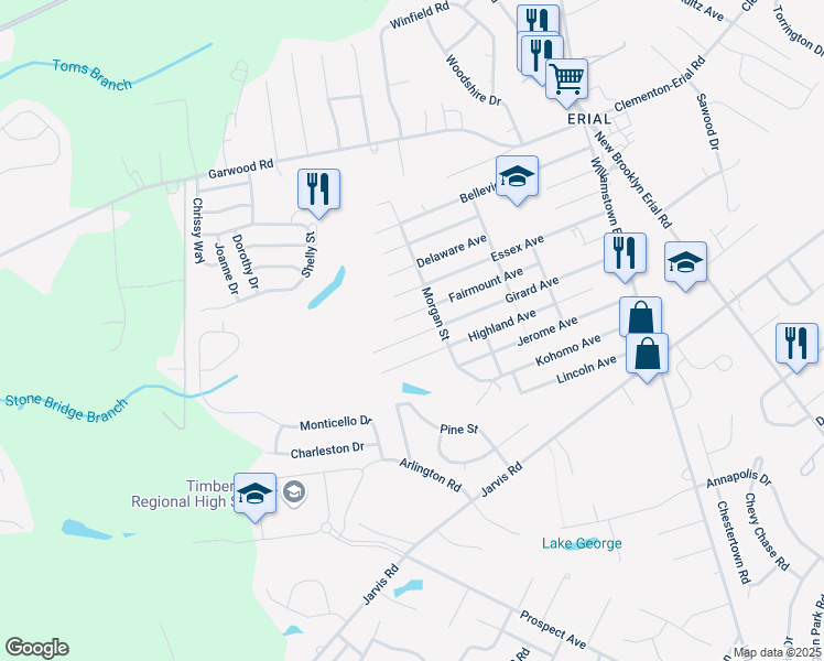 map of restaurants, bars, coffee shops, grocery stores, and more near 69 Girard Avenue in Sicklerville
