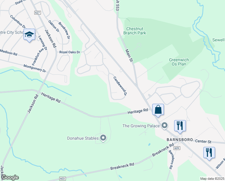 map of restaurants, bars, coffee shops, grocery stores, and more near 15 Cottonwood Court in Gloucester County