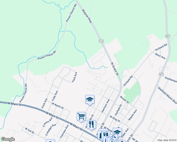 map of restaurants, bars, coffee shops, grocery stores, and more near 421 Viewpoint Way in Waynesboro