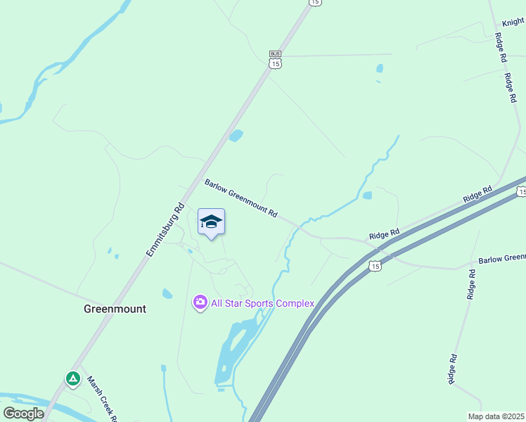 map of restaurants, bars, coffee shops, grocery stores, and more near 960 Barlow Greenmount Road in Gettysburg