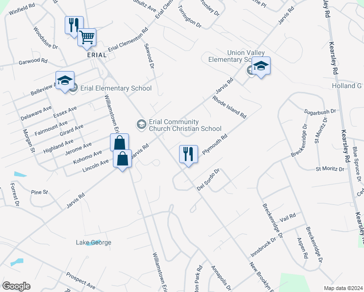 map of restaurants, bars, coffee shops, grocery stores, and more near 10 Morrison Drive in Sicklerville