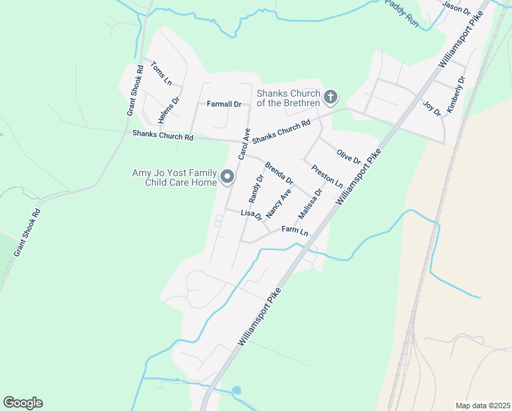 map of restaurants, bars, coffee shops, grocery stores, and more near 12356 Randy Drive in Greencastle