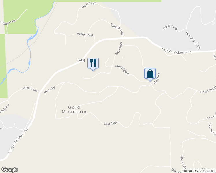 map of restaurants, bars, coffee shops, grocery stores, and more near Red Sky in Portola