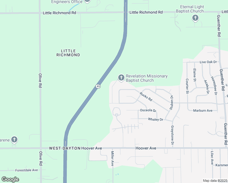map of restaurants, bars, coffee shops, grocery stores, and more near 1442 Swinger Drive in Dayton