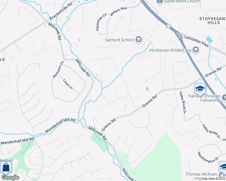 map of restaurants, bars, coffee shops, grocery stores, and more near 114 Galileo Court in Hockessin