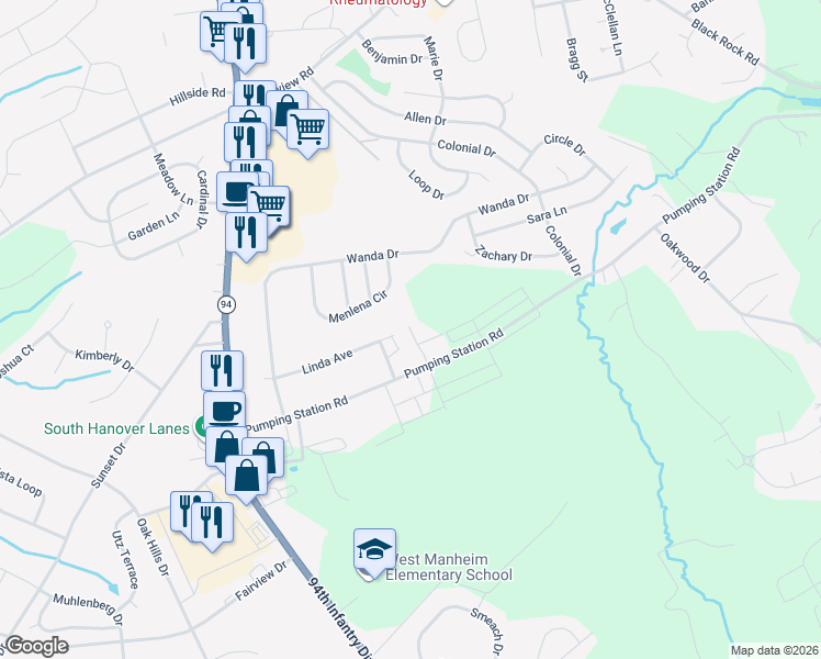 map of restaurants, bars, coffee shops, grocery stores, and more near 83 Forest View Terrace in Hanover