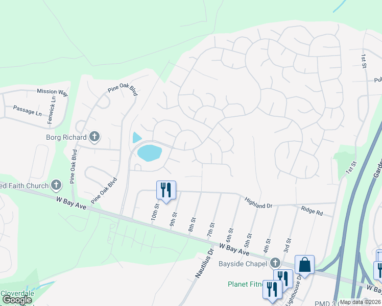 map of restaurants, bars, coffee shops, grocery stores, and more near 76 Mirage Boulevard in Barnegat Township