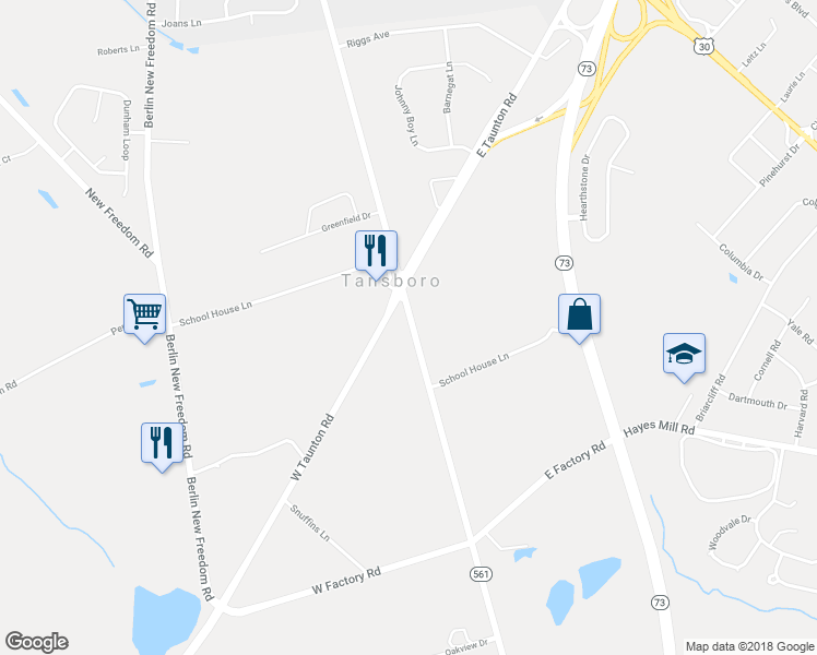 map of restaurants, bars, coffee shops, grocery stores, and more near 449 Tansboro Road in Atco
