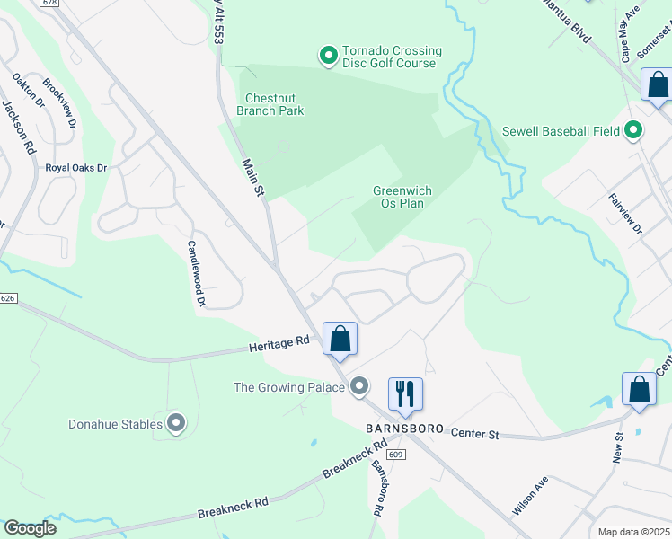 map of restaurants, bars, coffee shops, grocery stores, and more near 21 Hollybrook Drive in Mantua Township