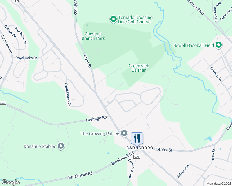 map of restaurants, bars, coffee shops, grocery stores, and more near 21 Hollybrook Drive in Mantua Township