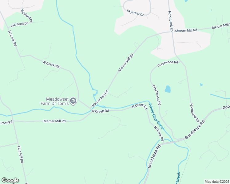 map of restaurants, bars, coffee shops, grocery stores, and more near 258 Mercer Mill Road in Landenberg