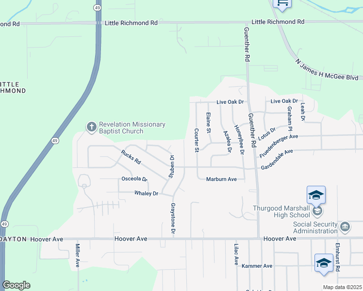 map of restaurants, bars, coffee shops, grocery stores, and more near 1445 Graystone Drive in Dayton