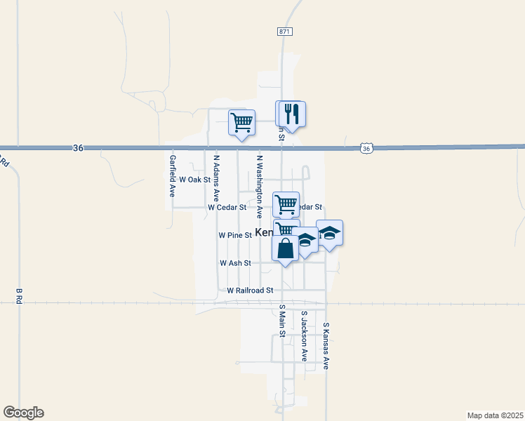 map of restaurants, bars, coffee shops, grocery stores, and more near 130 North Washington Avenue in Kensington