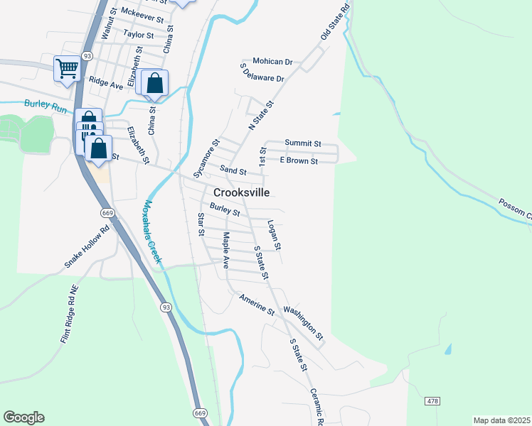 map of restaurants, bars, coffee shops, grocery stores, and more near 429 Mc Kinley Avenue in Crooksville
