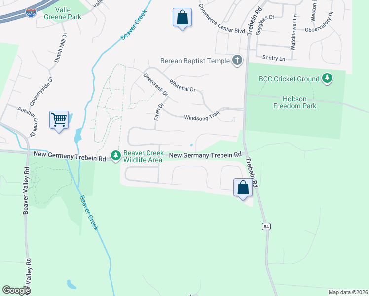 map of restaurants, bars, coffee shops, grocery stores, and more near 1841 Spring Ridge Court in Xenia