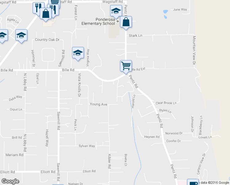 map of restaurants, bars, coffee shops, grocery stores, and more near 6157 Lazy Oaks Drive in Paradise