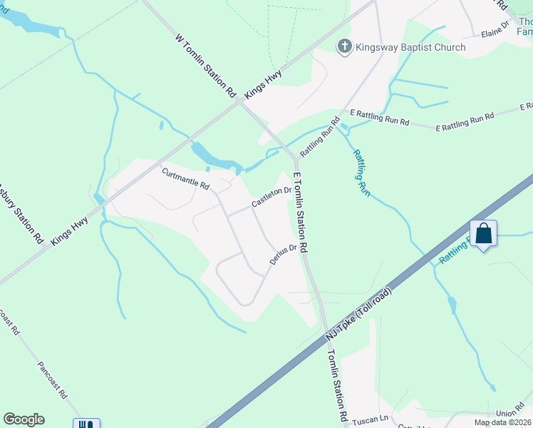 map of restaurants, bars, coffee shops, grocery stores, and more near 52 Providence Road in Mickleton