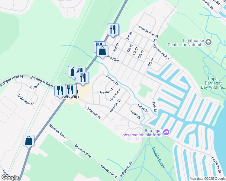 map of restaurants, bars, coffee shops, grocery stores, and more near 7 Pomona Drive in Barnegat Township