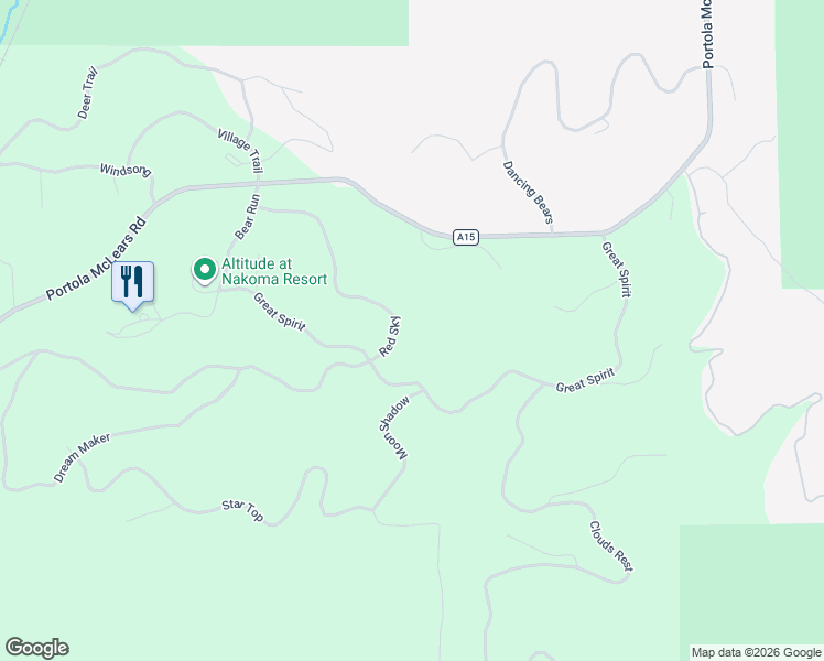 map of restaurants, bars, coffee shops, grocery stores, and more near Red Sky in Portola