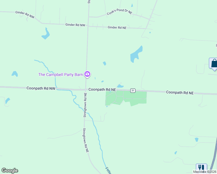 map of restaurants, bars, coffee shops, grocery stores, and more near 125 Coonpath Road Northeast in Lancaster