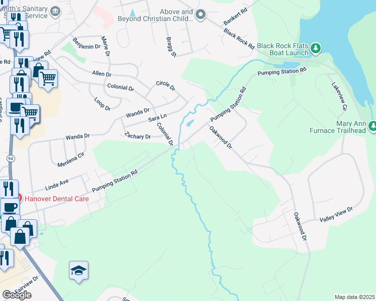 map of restaurants, bars, coffee shops, grocery stores, and more near 51 Homestead Drive in Hanover