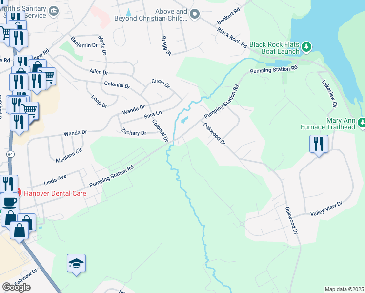 map of restaurants, bars, coffee shops, grocery stores, and more near 51 Homestead Drive in Hanover