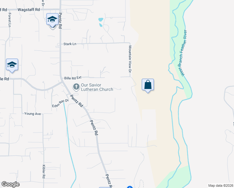 map of restaurants, bars, coffee shops, grocery stores, and more near 6350 Lilliput Lane in Paradise
