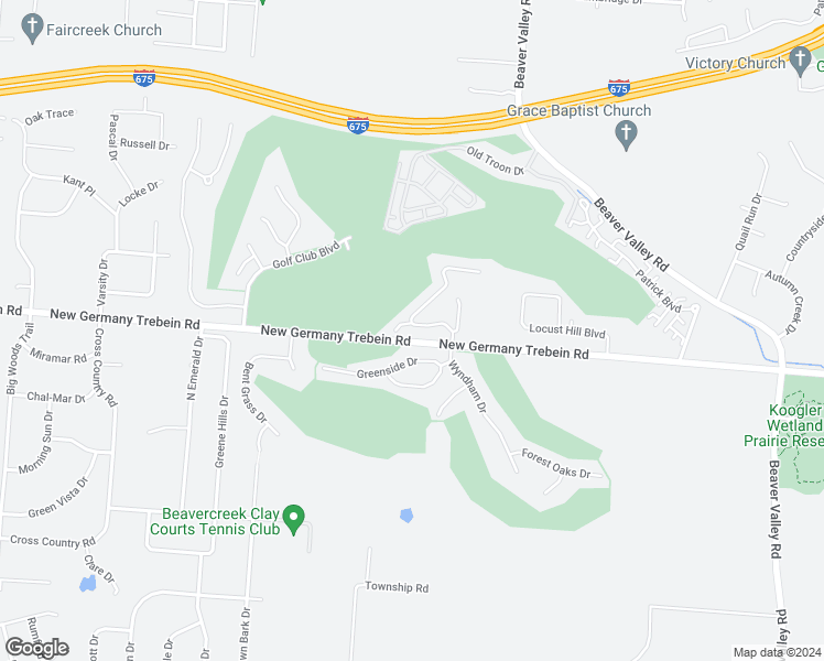 map of restaurants, bars, coffee shops, grocery stores, and more near 2579 Eagle View Drive in Beavercreek