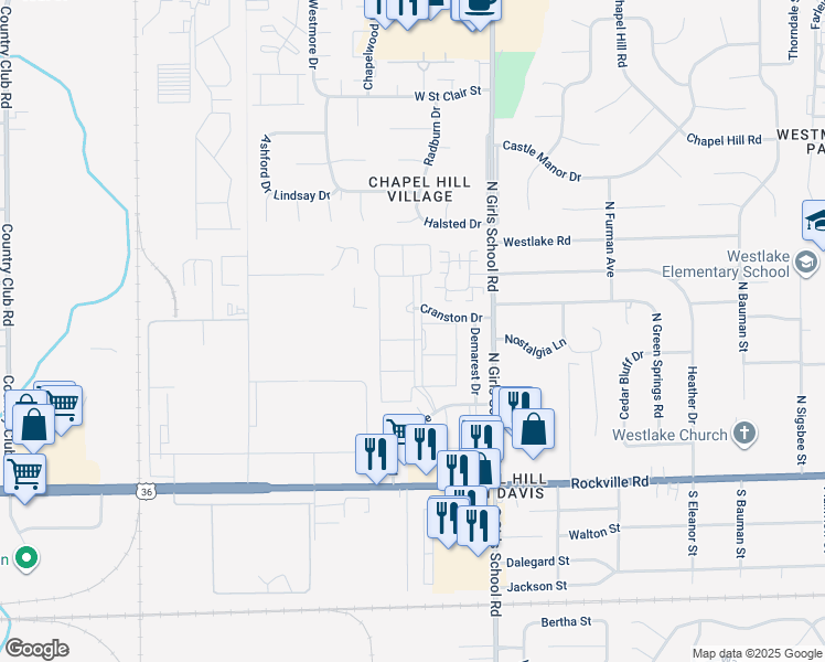 map of restaurants, bars, coffee shops, grocery stores, and more near 220 Welcome Way Boulevard East in Indianapolis
