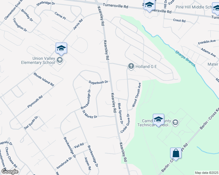 map of restaurants, bars, coffee shops, grocery stores, and more near 1285 Kearsley Road in Sicklerville