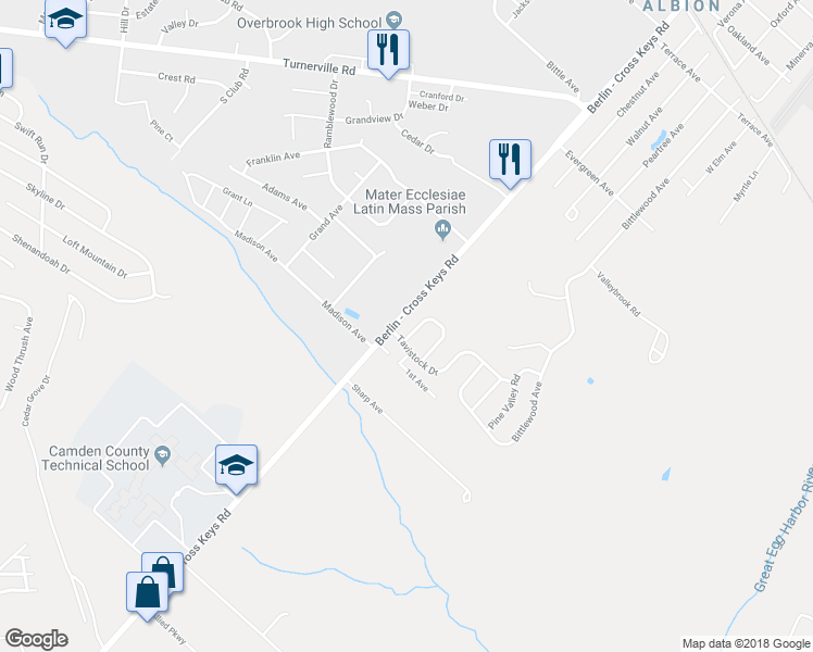 map of restaurants, bars, coffee shops, grocery stores, and more near 3 Kresson Court in Berlin