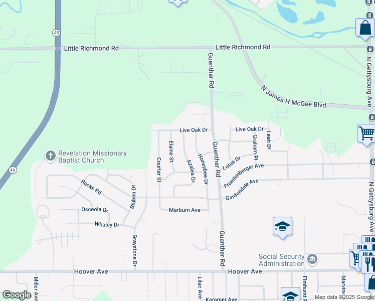 map of restaurants, bars, coffee shops, grocery stores, and more near 1571 Honeybee Drive in Dayton