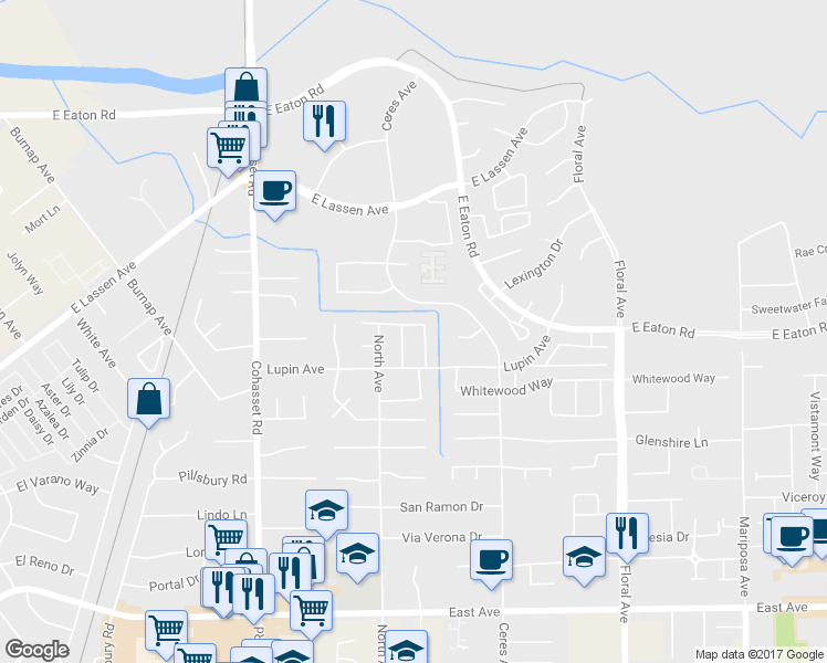 map of restaurants, bars, coffee shops, grocery stores, and more near 31 Turnbridge Welles in Chico