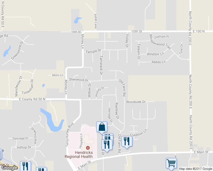 map of restaurants, bars, coffee shops, grocery stores, and more near 638 Hickory Drive in Danville