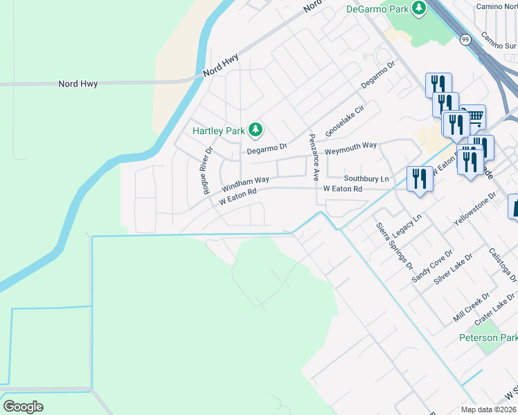 map of restaurants, bars, coffee shops, grocery stores, and more near 3183 Sawyers Bar Lane in Chico