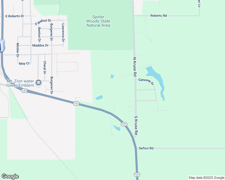 map of restaurants, bars, coffee shops, grocery stores, and more near 5575 Kruse Road in Mount Zion