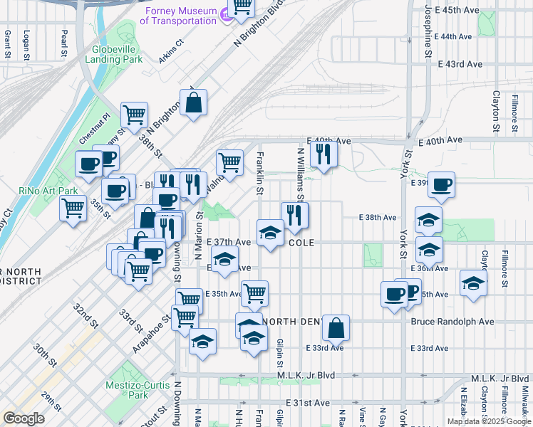 map of restaurants, bars, coffee shops, grocery stores, and more near in 