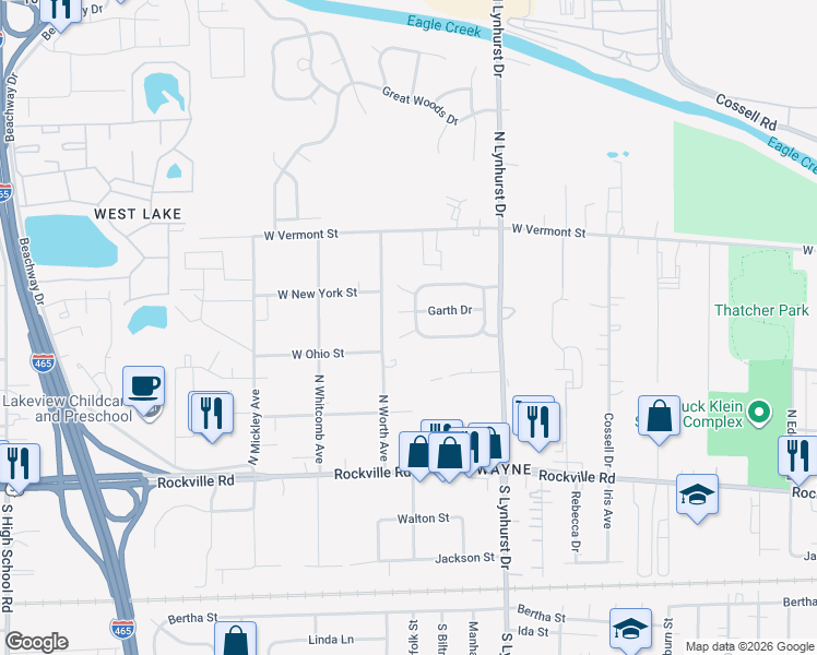 map of restaurants, bars, coffee shops, grocery stores, and more near 5448 Sonnefield Court in Indianapolis