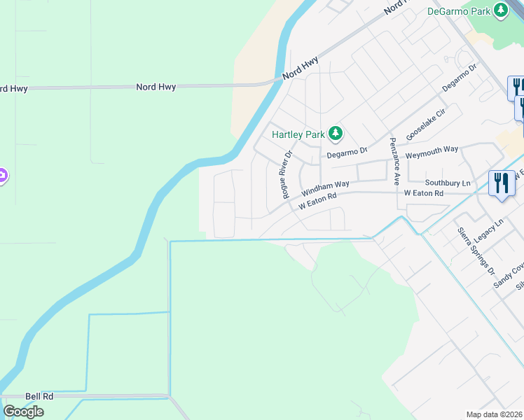 map of restaurants, bars, coffee shops, grocery stores, and more near 3211 Tinker Creek Way in Chico