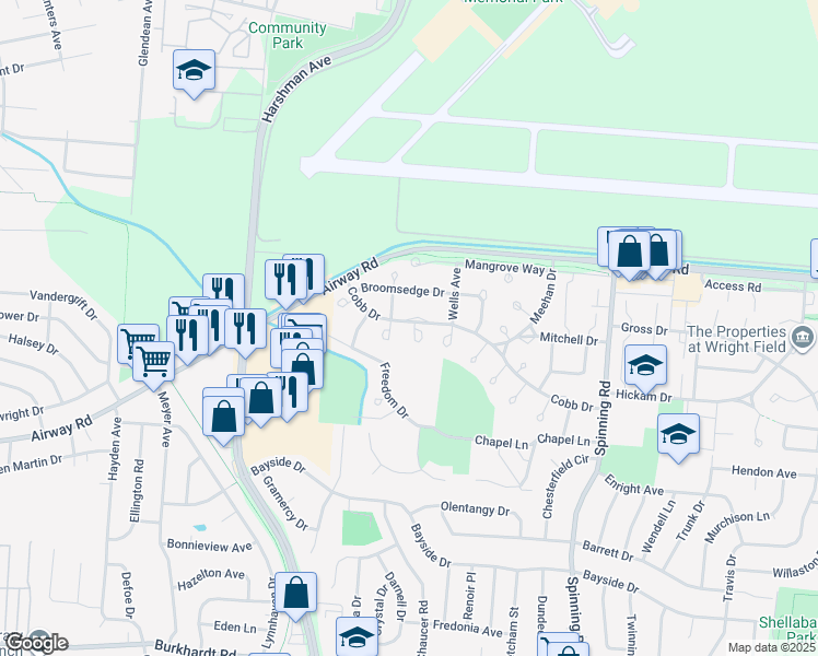 map of restaurants, bars, coffee shops, grocery stores, and more near 101 Peppervine Circle in Riverside