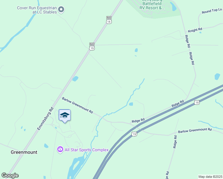 map of restaurants, bars, coffee shops, grocery stores, and more near 2300 Emmitsburg Road in Gettysburg
