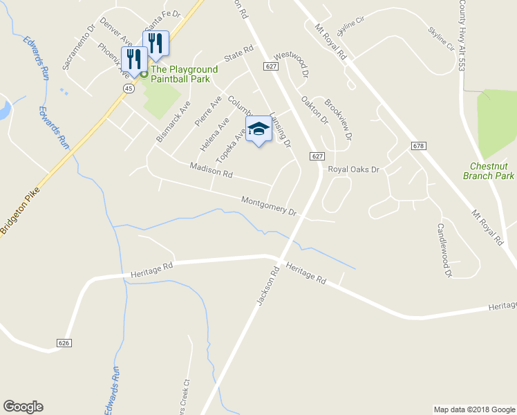 map of restaurants, bars, coffee shops, grocery stores, and more near 363 Montgomery Drive in Gloucester County