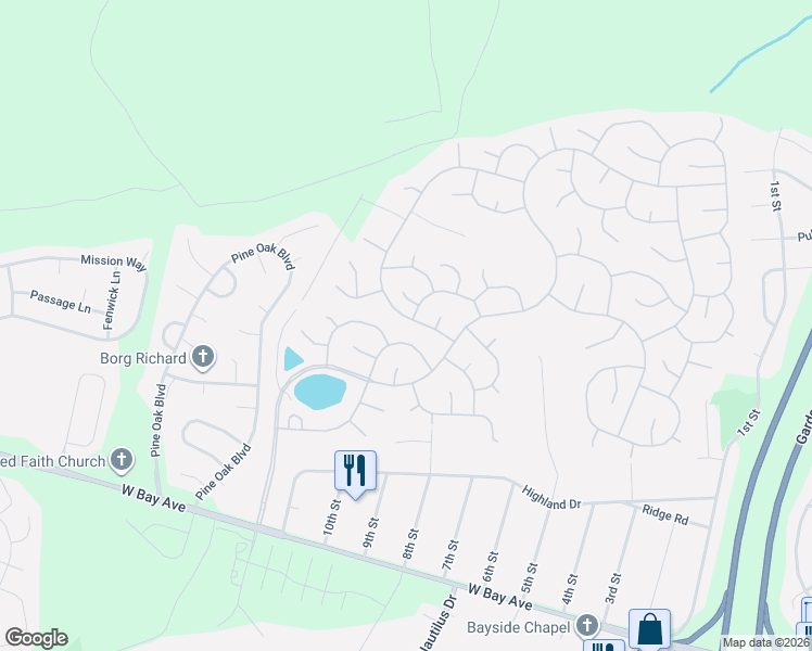 map of restaurants, bars, coffee shops, grocery stores, and more near 17 Lakeland Drive in Barnegat Township