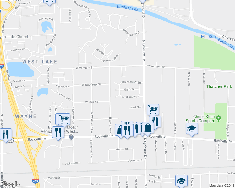 map of restaurants, bars, coffee shops, grocery stores, and more near 5448 Sonnefield Court in Indianapolis
