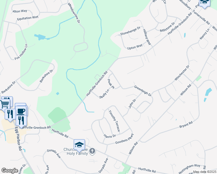 map of restaurants, bars, coffee shops, grocery stores, and more near 13 Peak Place in Washington Township