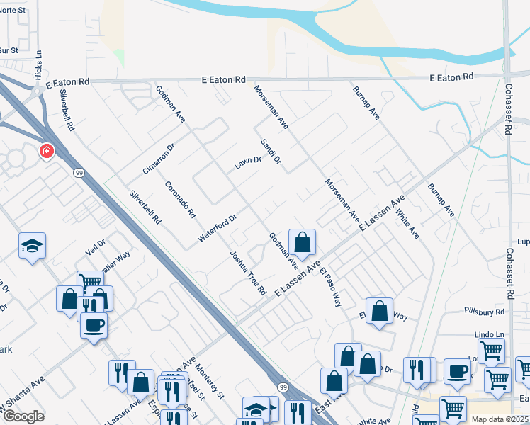 map of restaurants, bars, coffee shops, grocery stores, and more near in Chico